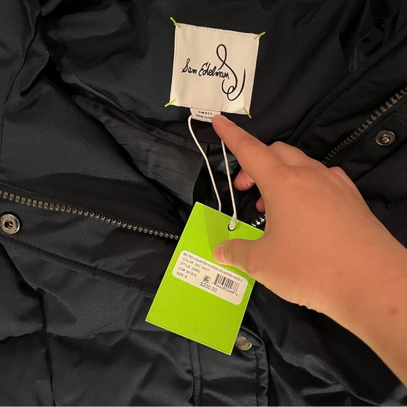 Sam Edelman belted longline navy puffer jacket NEW - Picture 3 of 10